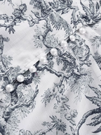 Women's Toile Print Mini Dress – A-Line Belted Balloon Sleeve Dress