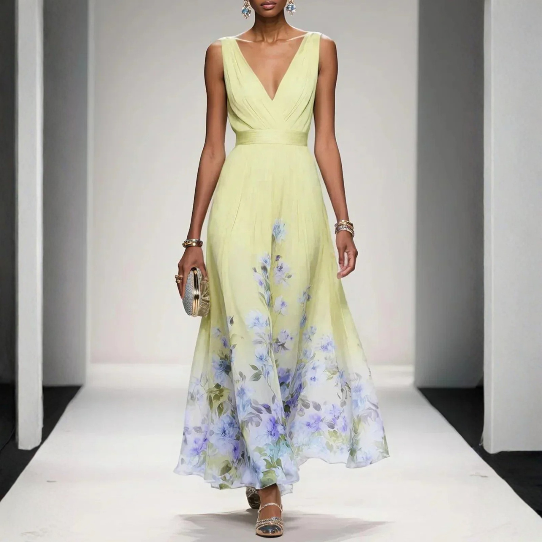 Women's Wedding Guest Floral Maxi Dress – Flowy Summer Occasion Dress