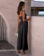 Women's Strappy Maxi Dress – Side Slit Fitted Evening Gown