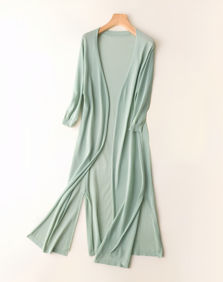 Women's Longline Duster Cardigan – Open Front Knit Sweater