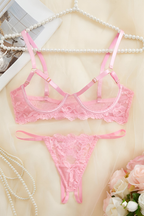 Women's Lace Lingerie Set – Deep V-Neck Bra & Matching Brief Set