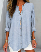 Women's Button Front Striped Blouse – Relaxed Casual Shirt Blouse
