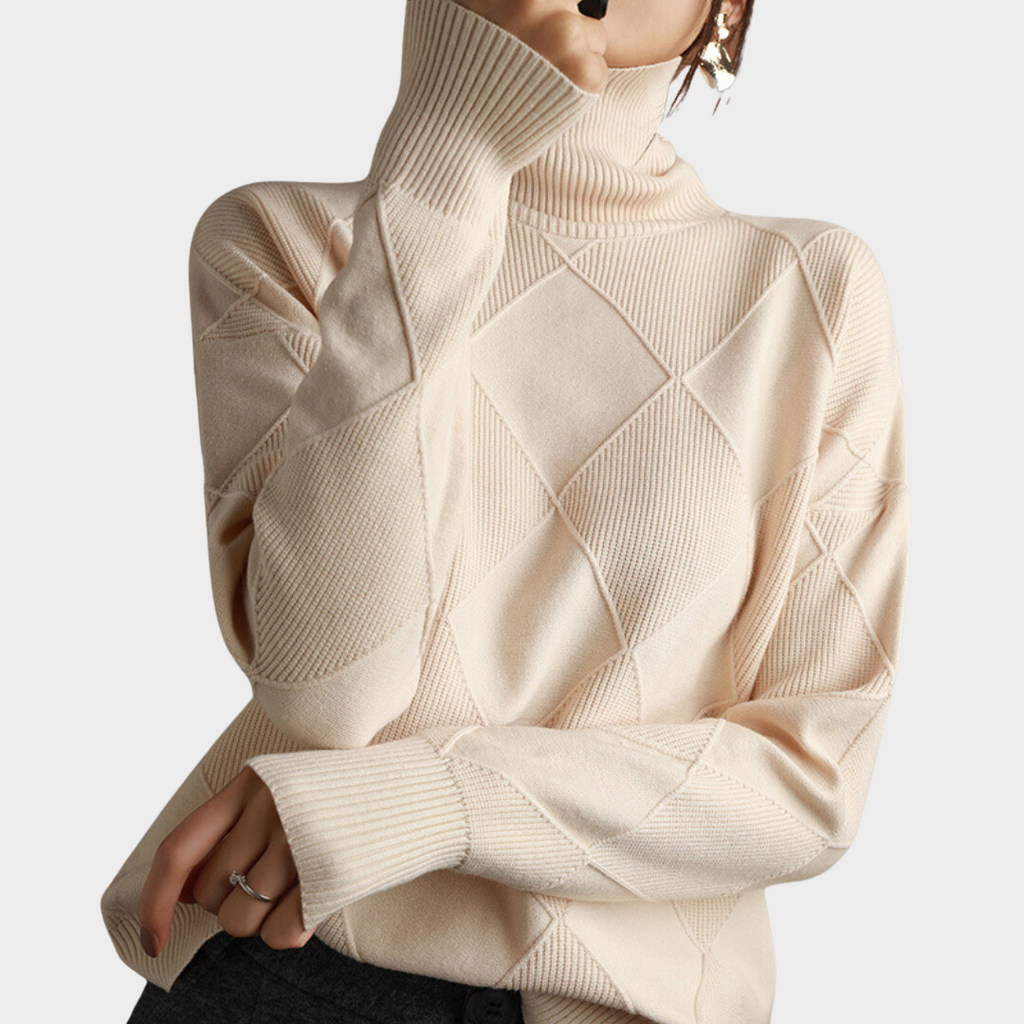 Women's High Neck Winter Sweater – Classic Turtleneck Knit Pullover