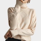 Women's High Neck Winter Sweater – Classic Turtleneck Knit Pullover