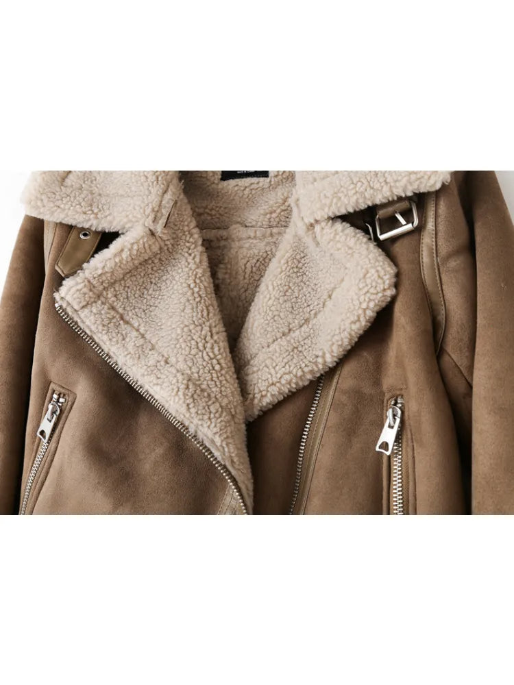 Women's Fleece Lined Jacket – Cropped Zip-Up Winter Jacket