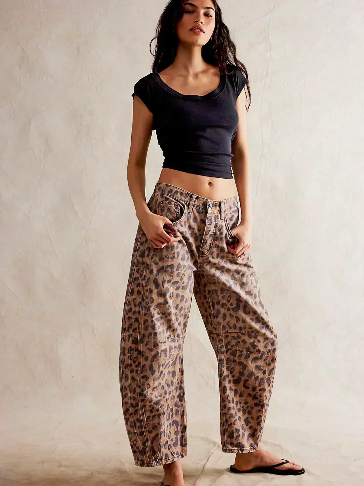 Women's Printed Wide Leg Jeans – Casual Denim Jeans – Lyra