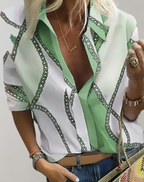 Women's Office Print Blouse – Chain Pattern Blouse