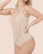 Women's Mesh Corset Shapewear Bodysuit – Low Back Tummy Control Bodysuit