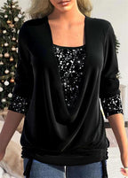 Women's Sequin Overlay Blouse – Sparkle Statement Evening Top