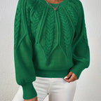 Women's Cable Knit Sweater – Lantern Sleeve Winter Sweater