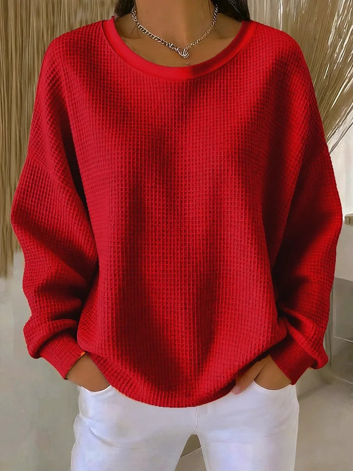 Women's Textured Knit Sweater – Relaxed Everyday Pullover