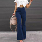 Women's Retro Flared High Waist Pants – Long Leg Casual Trousers