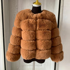 Women's Cropped Faux Fur Jacket – Plush Winter Statement Coat