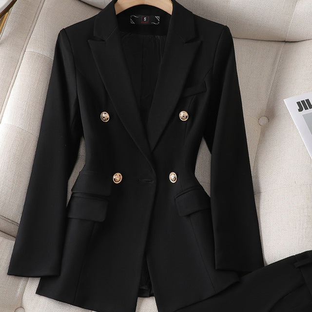 Women's Double-Breasted Pants Suit – Tailored Blazer Co-Ord
