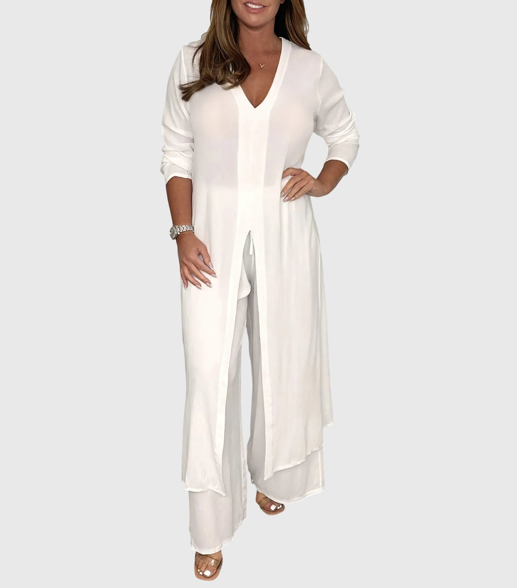 Women's Elegant Wide Leg Set – Matching Two-Piece Set – Naomi