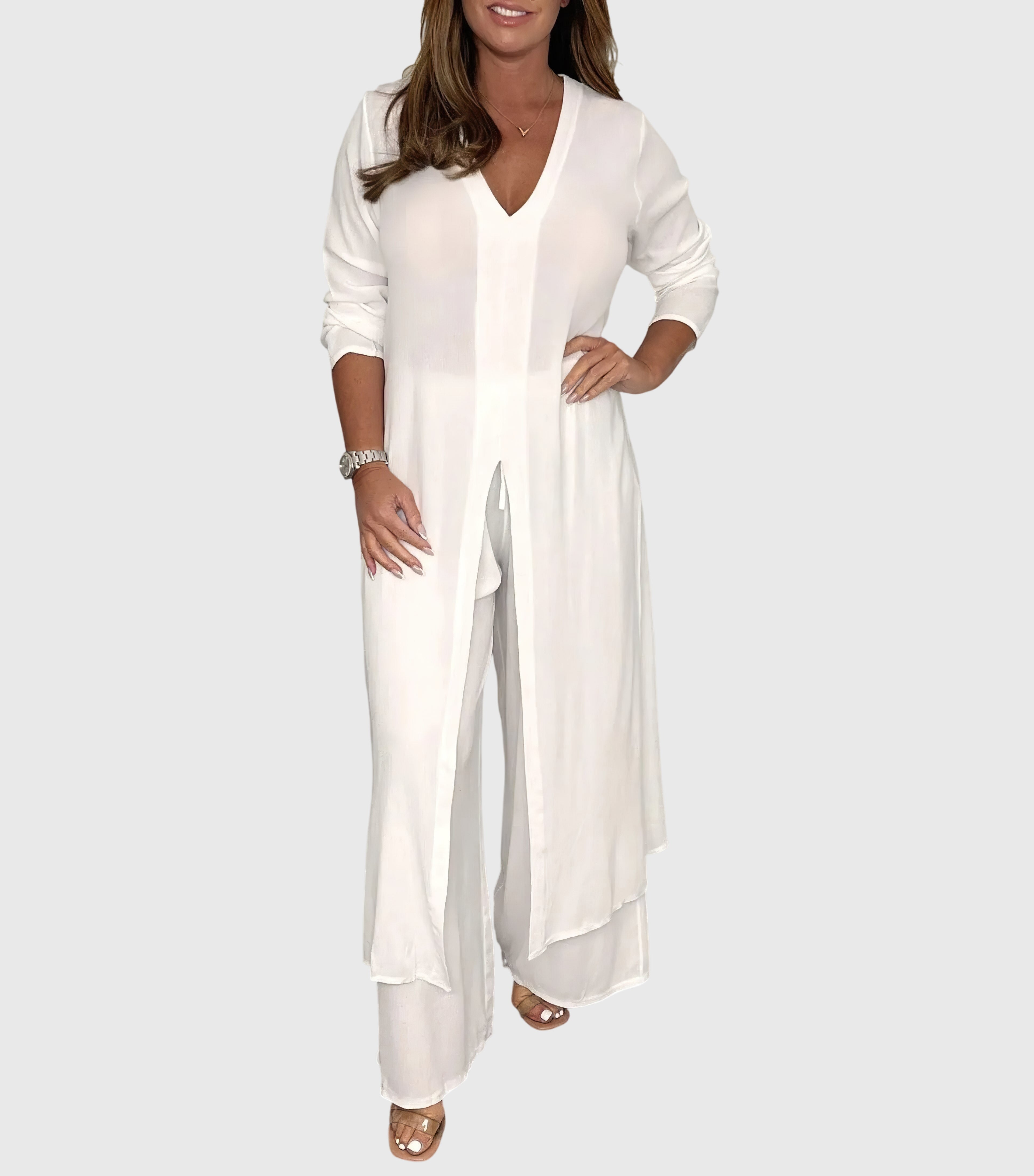 Women's Elegant Wide Leg Set – Matching Two-Piece Set – Naomi