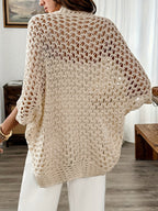 Women's Draped Winter Cardigan – Relaxed Open Front Cardigan