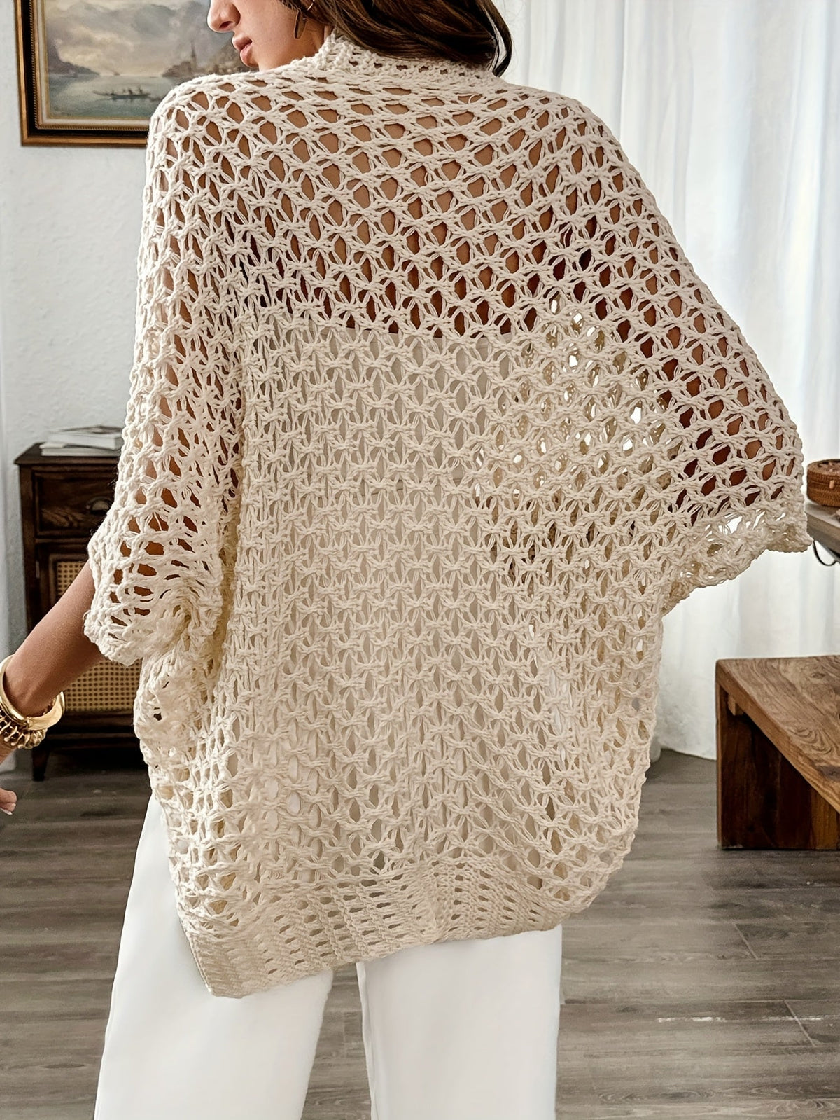 Women's Draped Winter Cardigan – Relaxed Open Front Cardigan