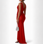 Women's Sleeveless V-Neck Dress – Side Slit Formal Occasion Dress