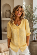 Women's Floral Print Blouse – Flowy Crew Neck Statement Blouse