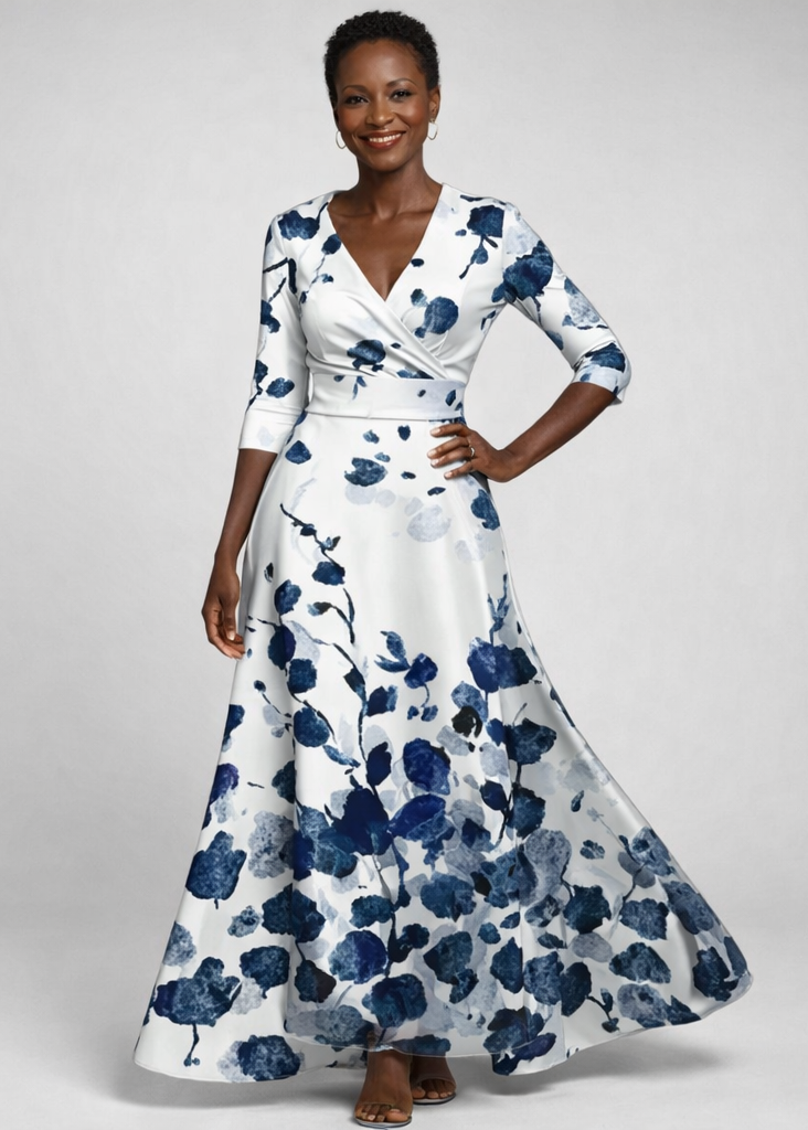Women's Floral V-Neck Maxi Dress – Wrap Summer Dress