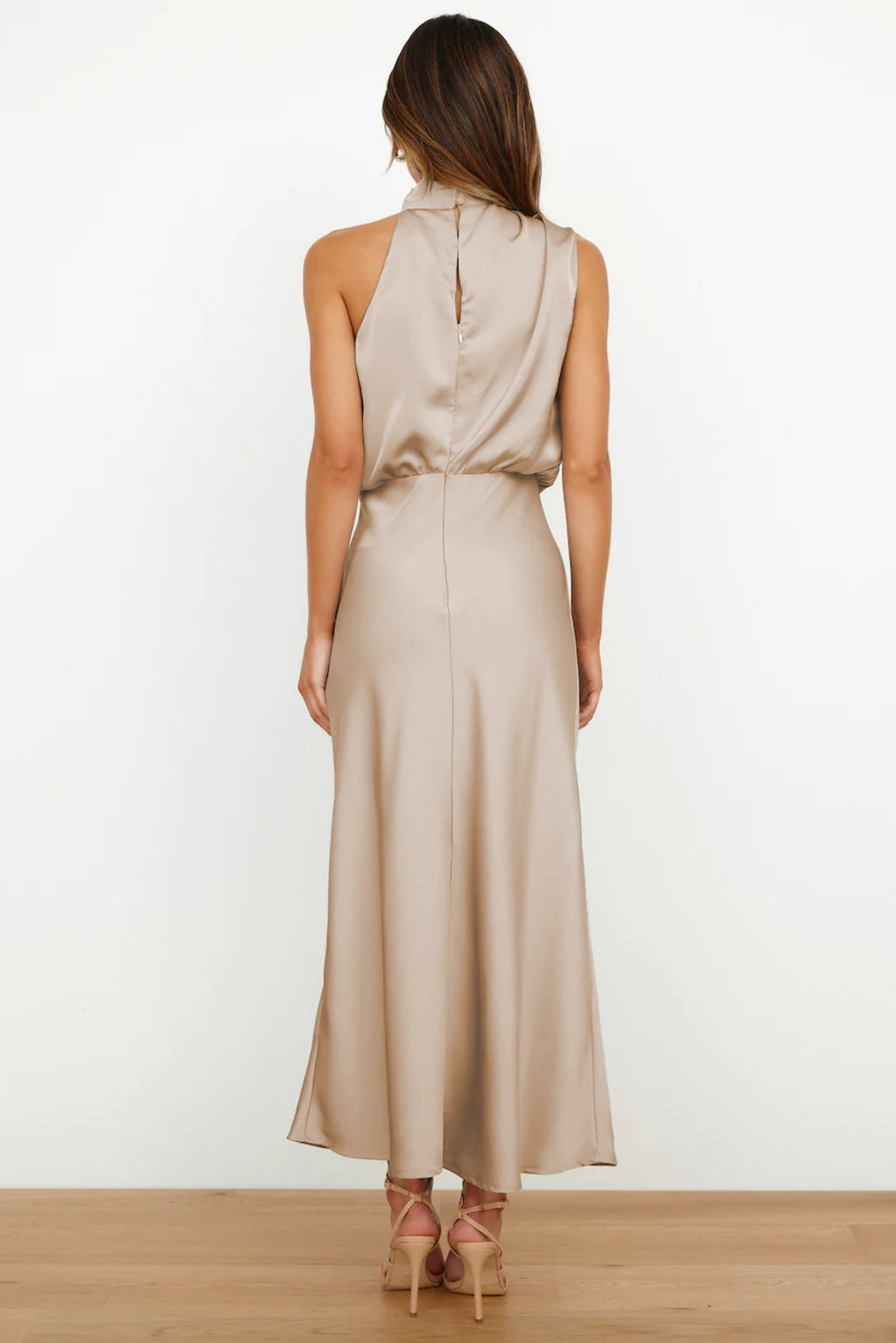 Women's Halter Neck Midi Dress – Relaxed Flowy Occasion Dress