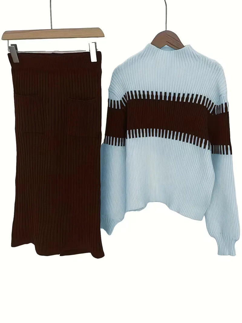Women's Knit Skirt Set – Ribbed Sweater Co-Ord