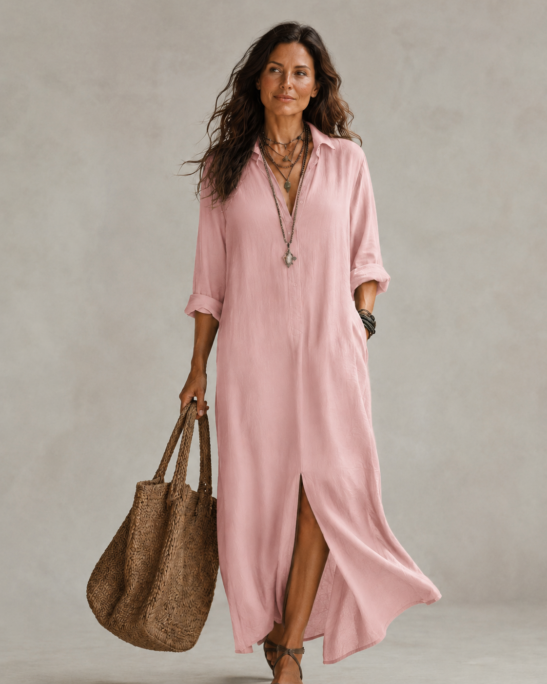 Women's Belted Wrap Midi Dress – Casual Summer Dress