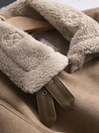 Women's Faux Shearling Jacket – Cropped Winter Aviator Jacket