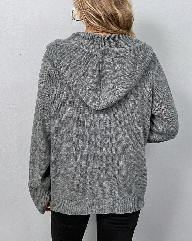 Women's Hooded Lace-Up Cardigan – Long Sleeve Casual Cardigan