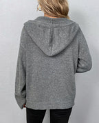 Women's Hooded Lace-Up Cardigan – Long Sleeve Casual Cardigan