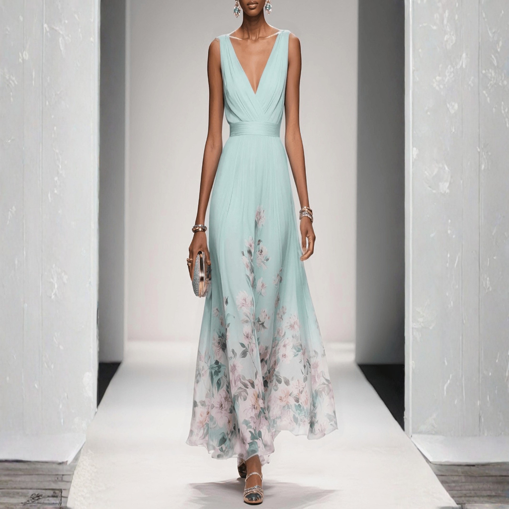 Women's Wedding Guest Floral Maxi Dress – Flowy Summer Occasion Dress