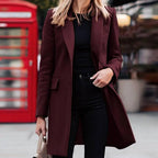 Women's Double-Breasted Coat – Mid-Length Lapel Overcoat