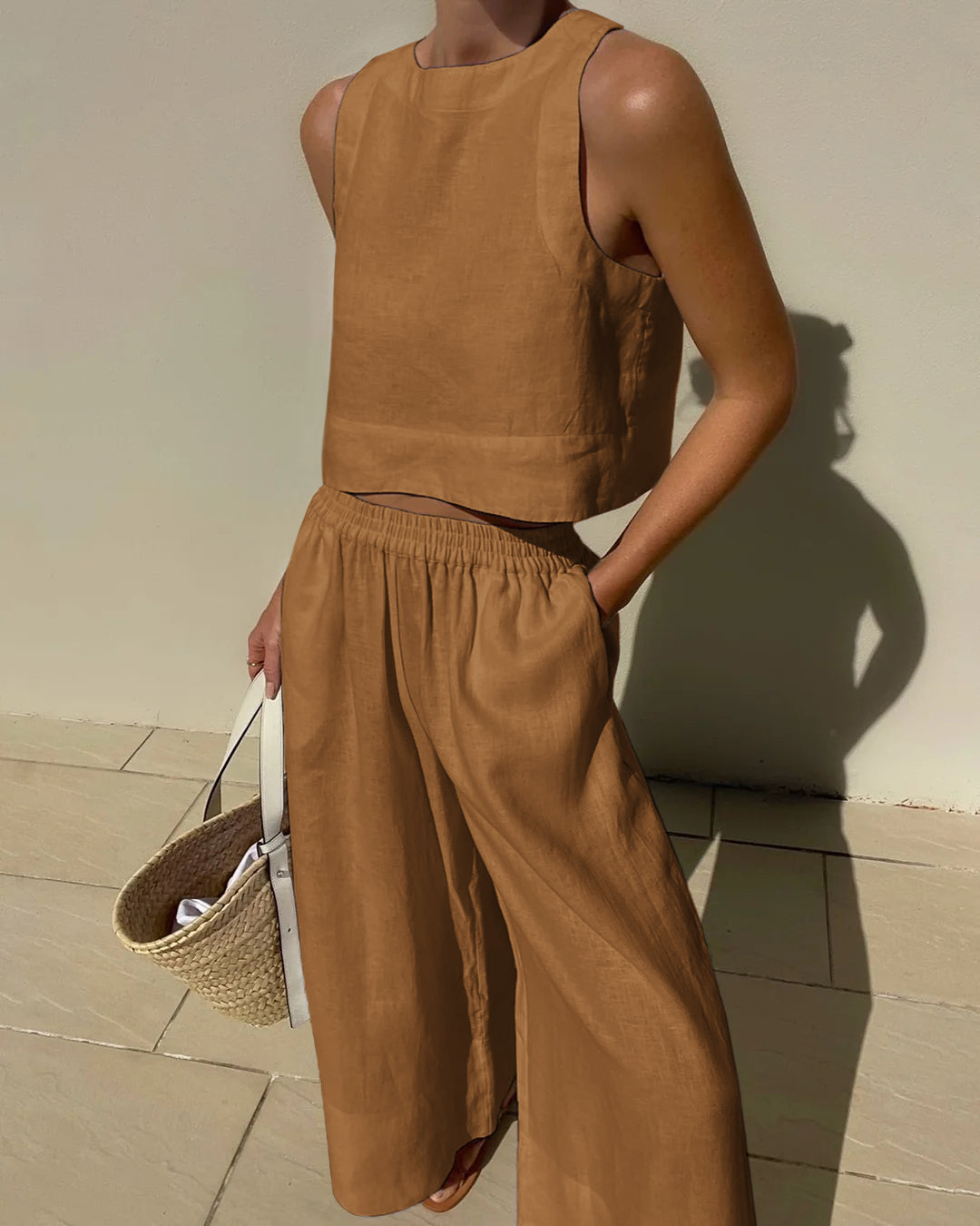 Women's Crop Top Pants Set – High Waist Wide Leg Summer Set