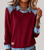 Women's Two-Tone Sweater – Relaxed Contrast Panel Pullover
