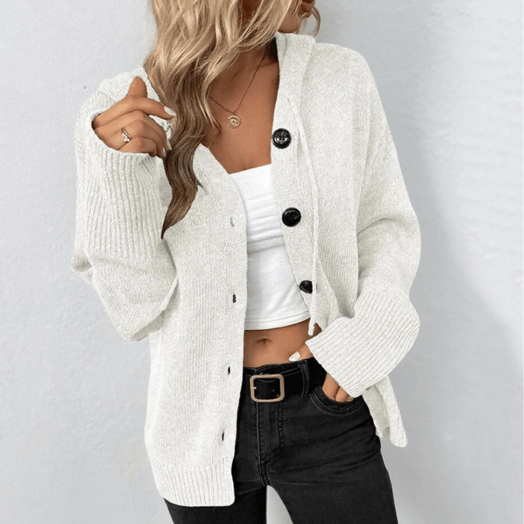 Women's Button Front Winter Cardigan – Thick Knit Long Sleeve Cardigan