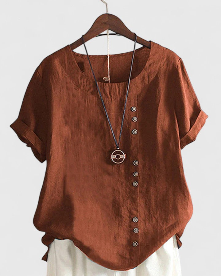 Women's Summer Blouse – Button Front Casual Blouse – Nadine