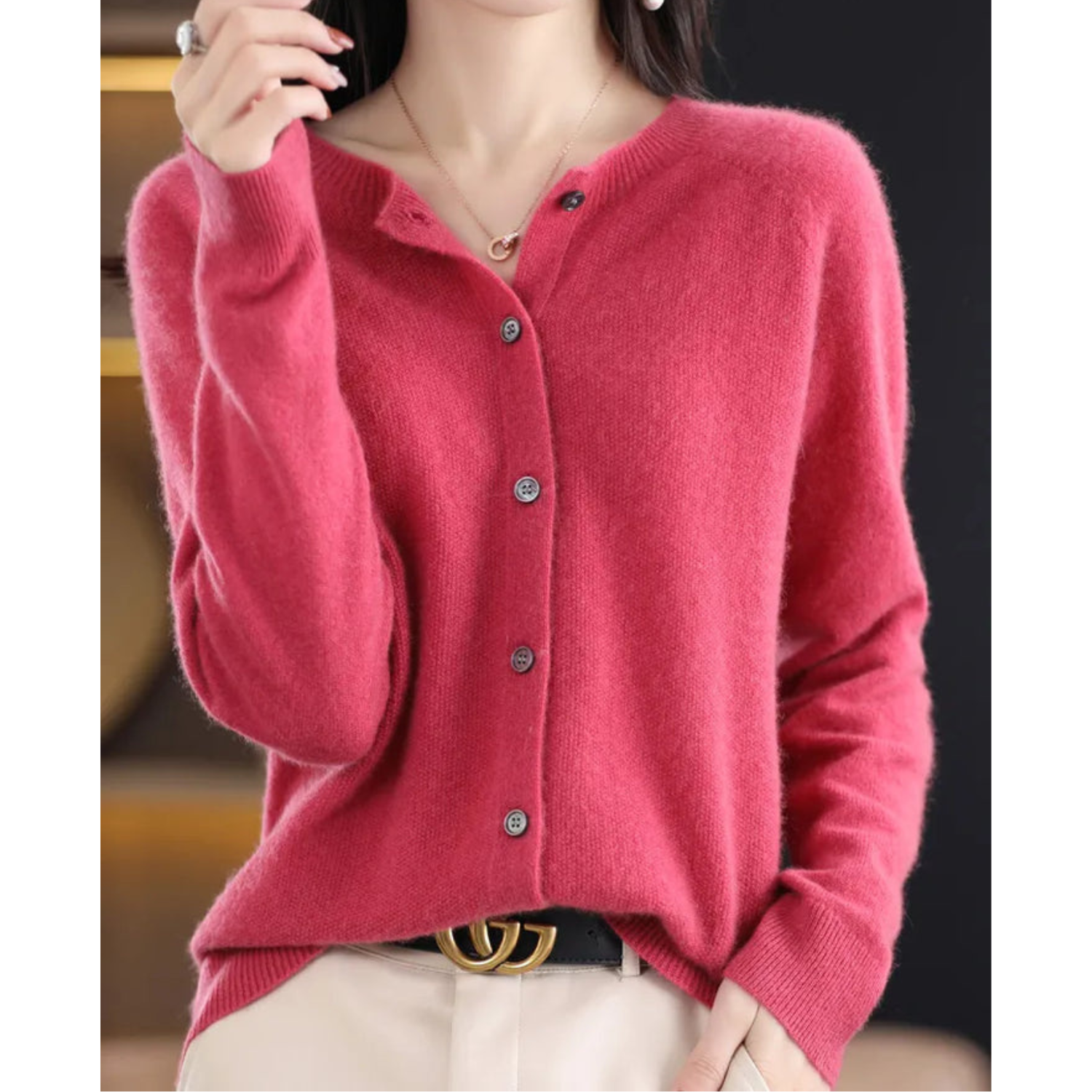 Women's Classic Knit Cardigan – Button Front Long Sleeve Cardigan