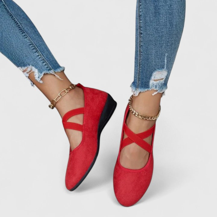 Women's Ballet Flats with Crisscross Straps and Soft Insole