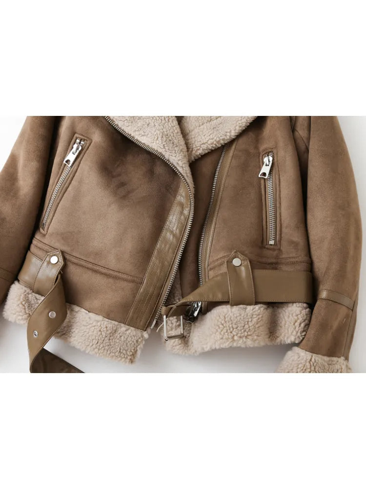Women's Fleece Lined Jacket – Cropped Zip-Up Winter Jacket