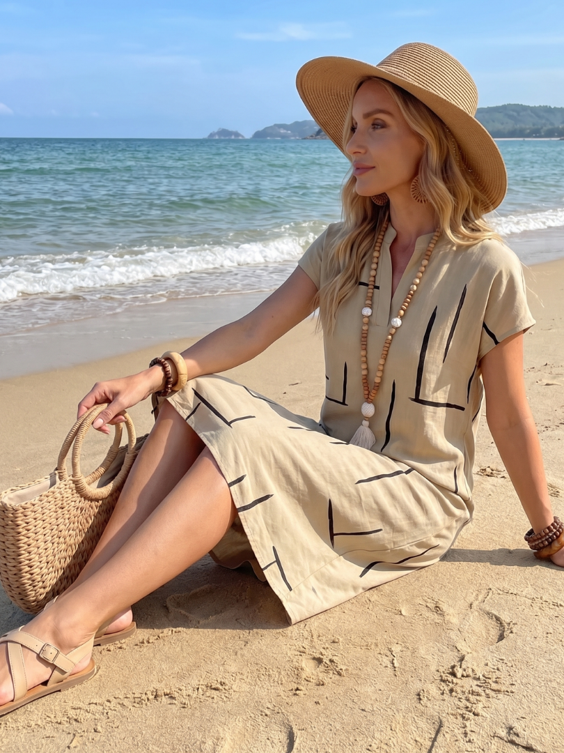 Women's Printed Day Dress – Relaxed Flowy Everyday Dress