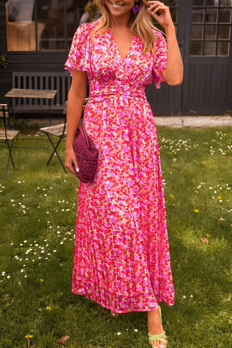 Women's Maxi Dress – V-Neck Evening Dress – Ava