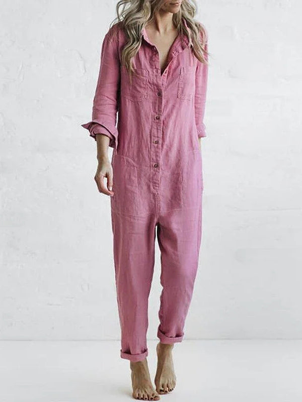 Women's Long Sleeve Jumpsuit – Relaxed Full Length Occasion Jumpsuit
