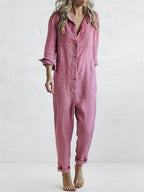Women's Long Sleeve Jumpsuit – Relaxed Full Length Occasion Jumpsuit
