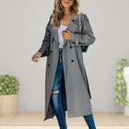 Women's Double-Breasted Trench Coat – Mid-Length Transitional Coat
