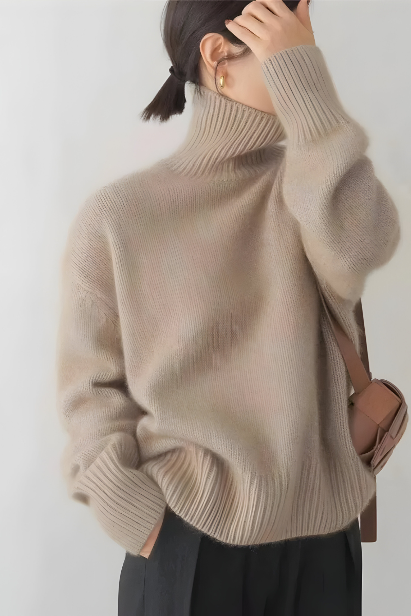 Women's Roll Neck Sweater – High Neck Long Sleeve Knit Pullover