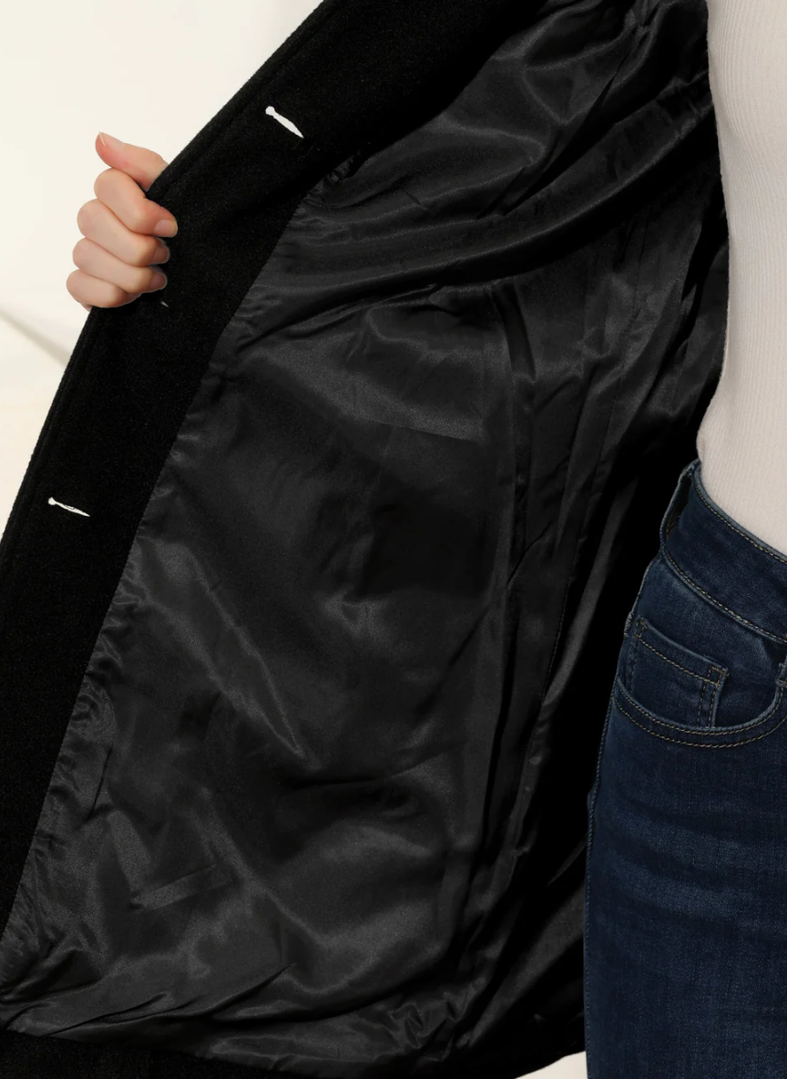 Women's Classic Button Coat – Tailored Long Sleeve Overcoat
