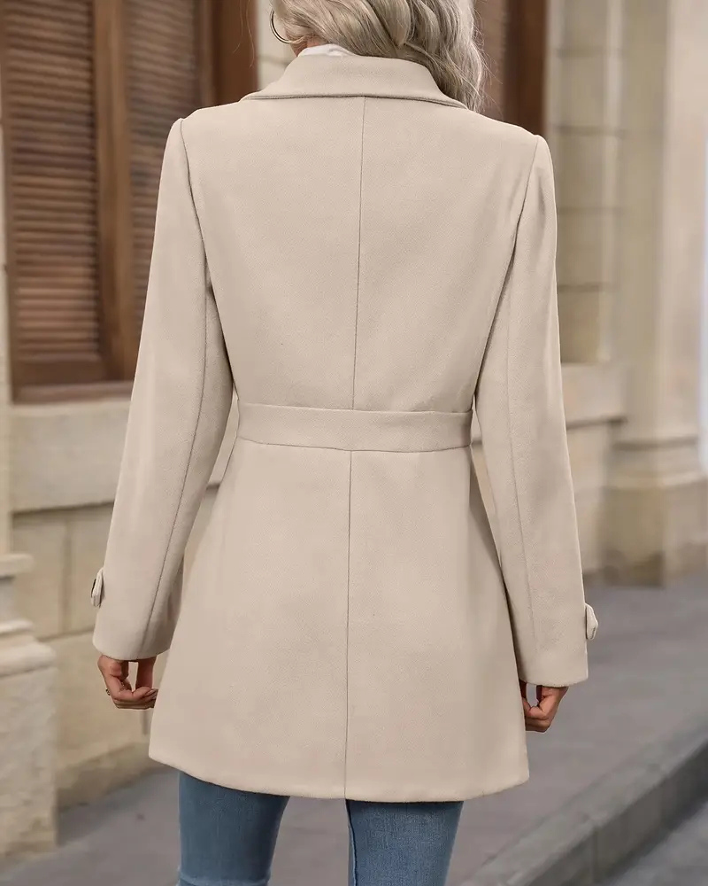 Women's Tailored Long Coat – Classic Button Front Overcoat