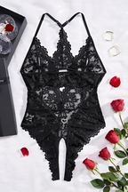 Women's Lace Lingerie Bodysuit – Sheer Floral Fitted Bodysuit