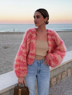 Women's Striped Open Front Cardigan – Relaxed Long Sleeve Cardigan